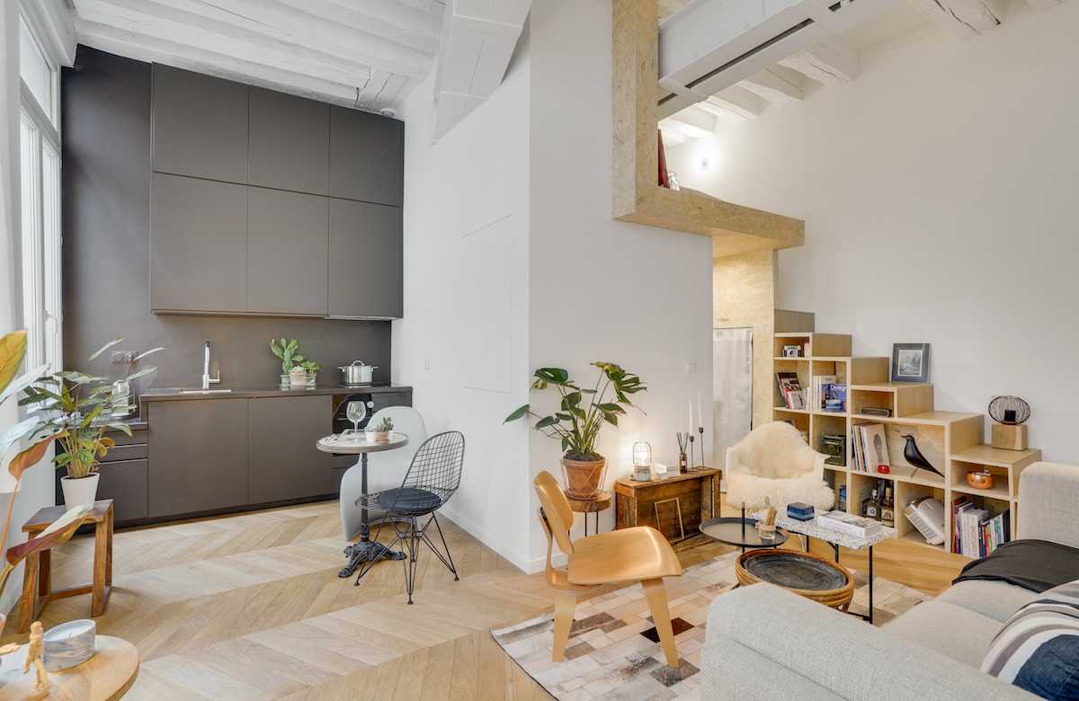 Amenagement studio duplex sejour cuisine (1) - Réalisation Architecte d'intérieur PACA